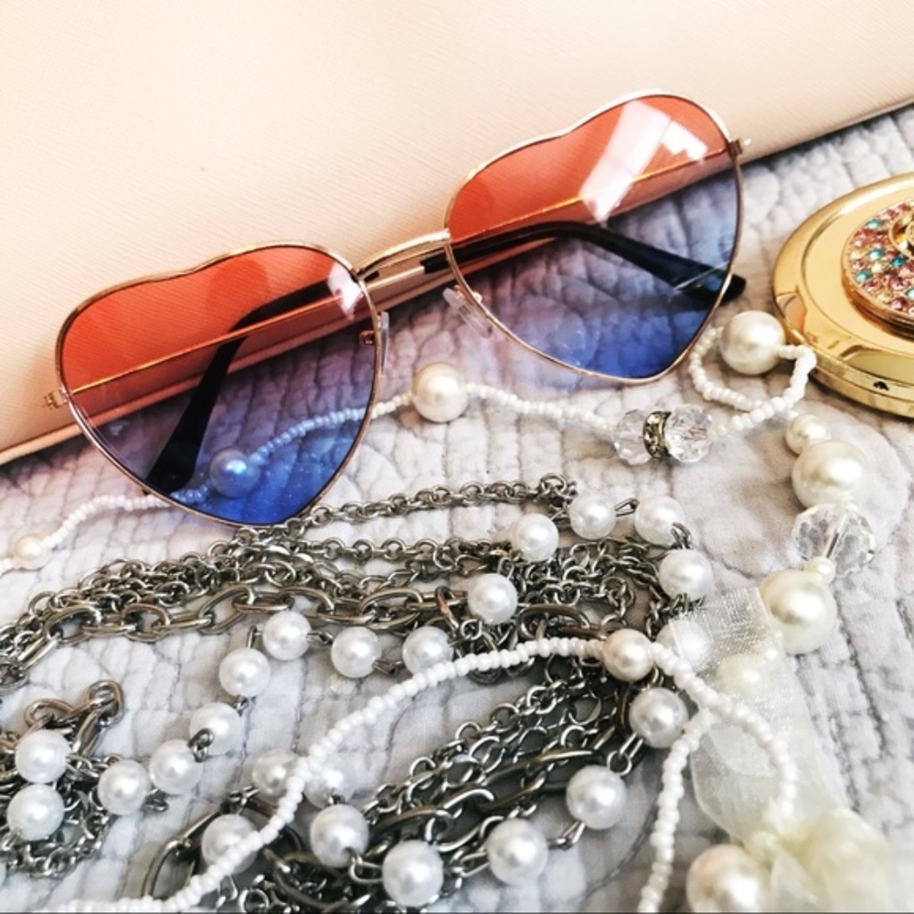 Heart Shaped Aviator Sunglasses Festival Cosplay